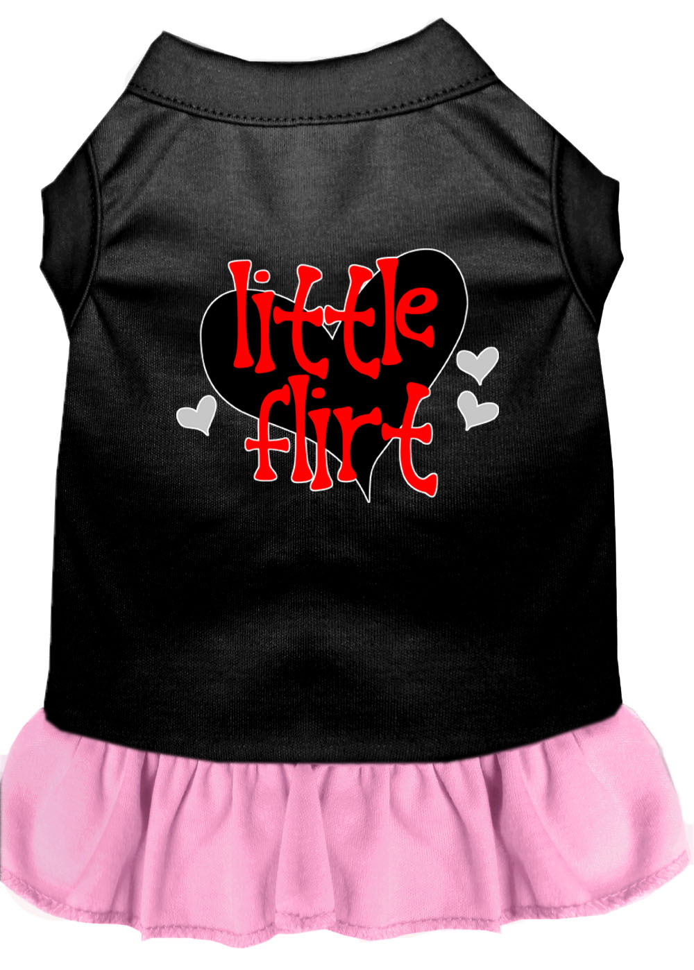 Little Flirt Screen Print Dog Dress Black with Light Pink Med
